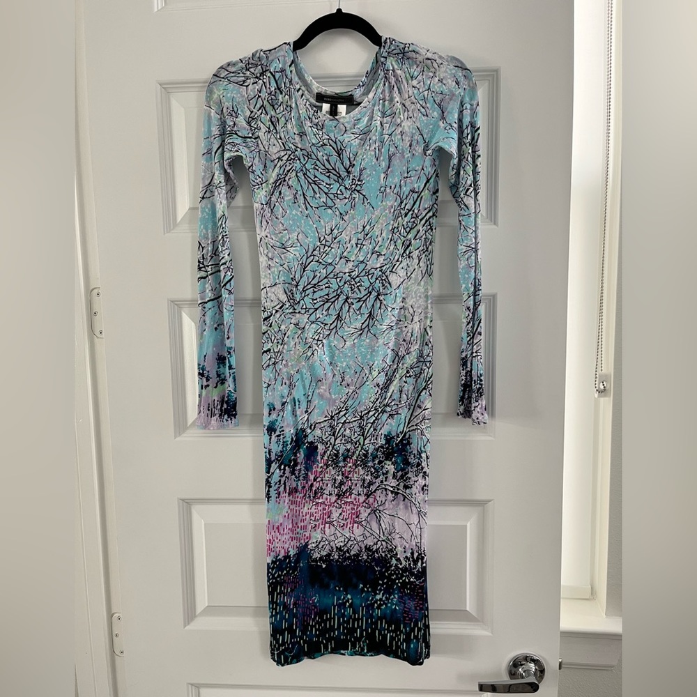 BCBG Winter Forest Printed Fitted Dress